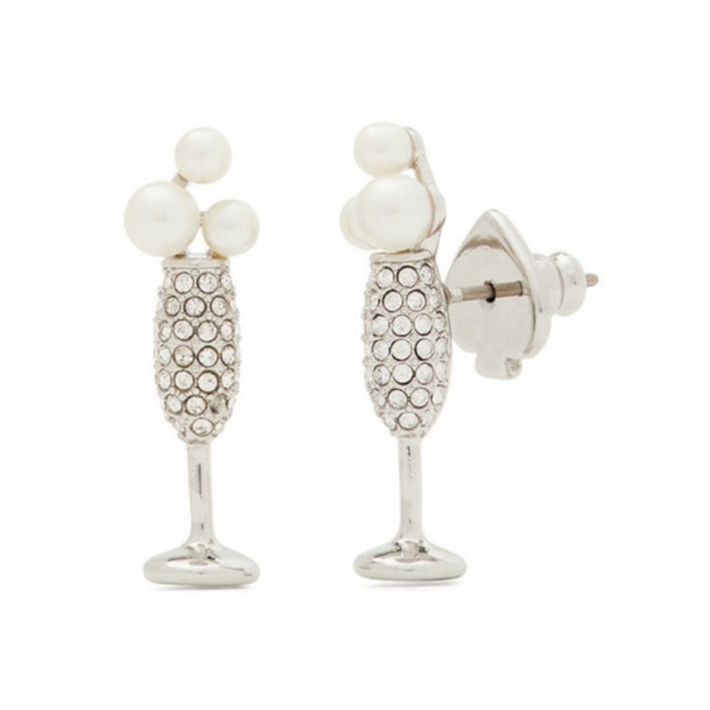 Kate Spade New York Cheers to that! Champagne Silver Post Back Earrings